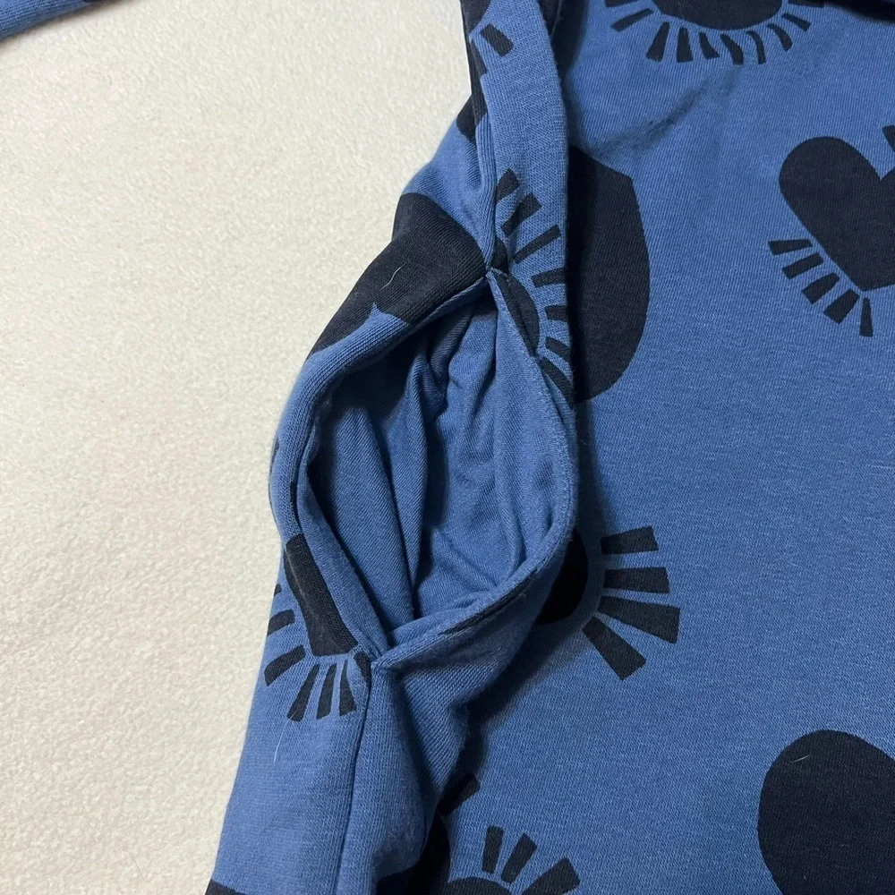 Old Navy Blue Hoodie dress with Black hearts girls large